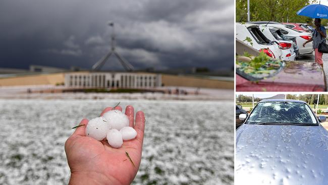 Hail damage in the nation's capital yesterday.