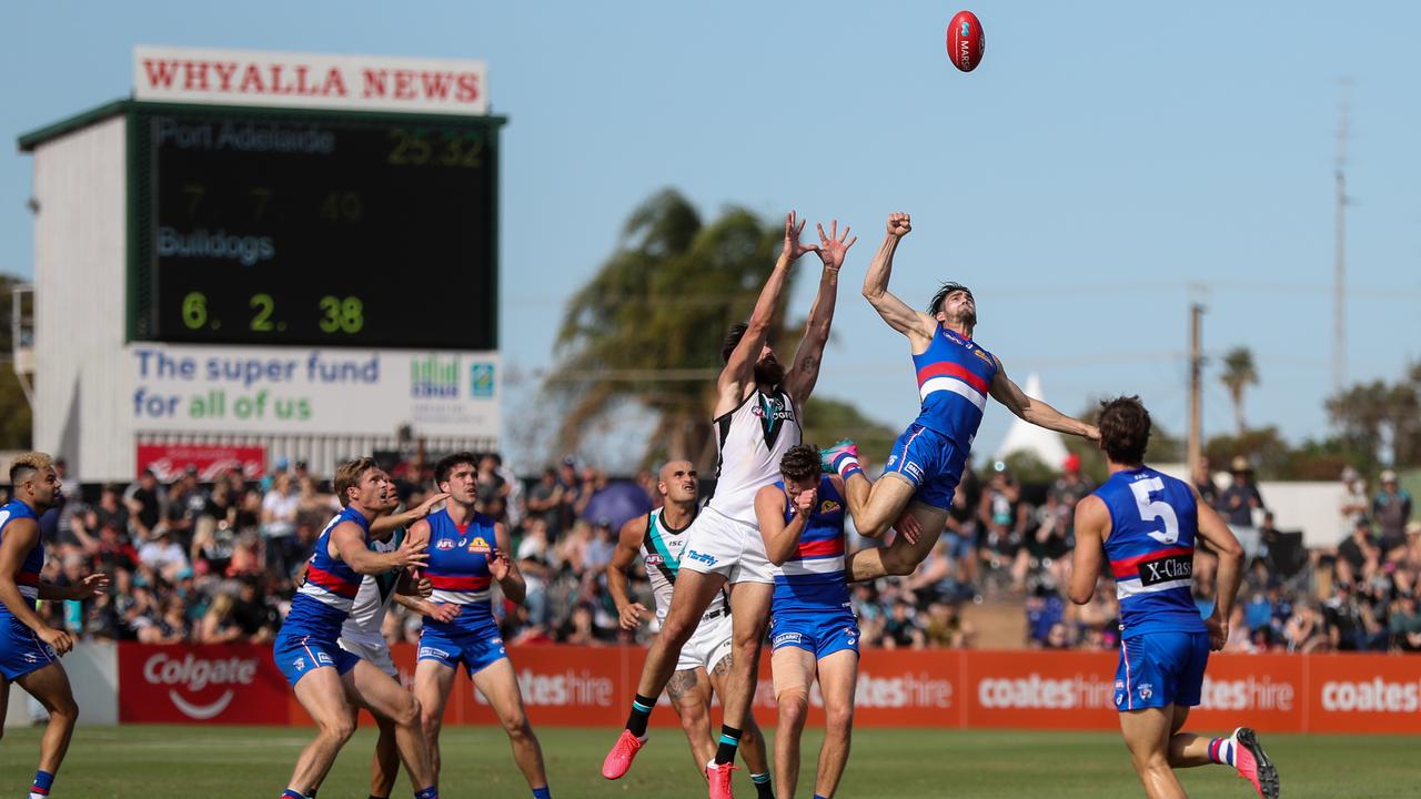 Port Adelaide hosted the Bulldogs in Whyalla last year. Picture: Matt Turner/AFL Photos