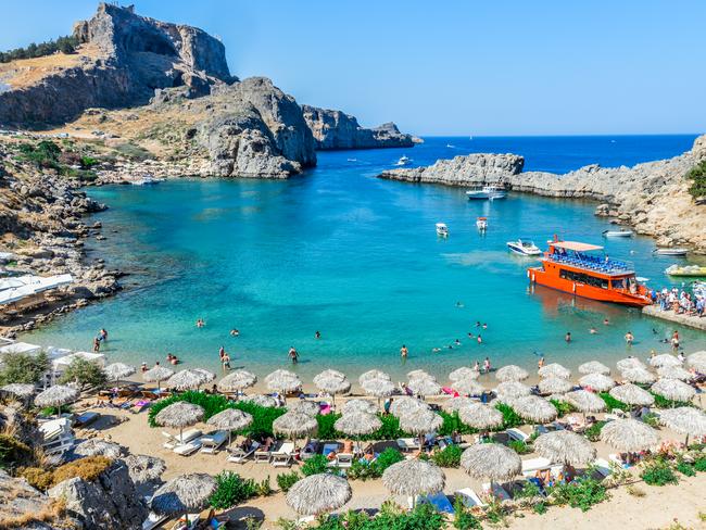 Beautiful St. Paul's Bay in Rhodes, Greece