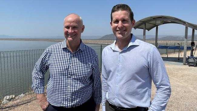 Glenn Butcher and Councillor Kurt Rehbein at Ross River Dam to inspect the Haughton Pipeline Stage 2. Picture: Supplied.