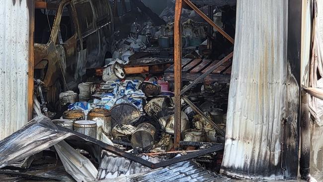 Aftermath of the chemical fire at Sun-Chem Quality Cleaning Products in Gympie. Picture: Barb Bailey-Dahlheimer.