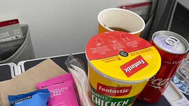 Virgin Australia is under fire from business class passengers who were disappointed with their meal offering after paying $2500 for an airfare. Picture: Facebook.