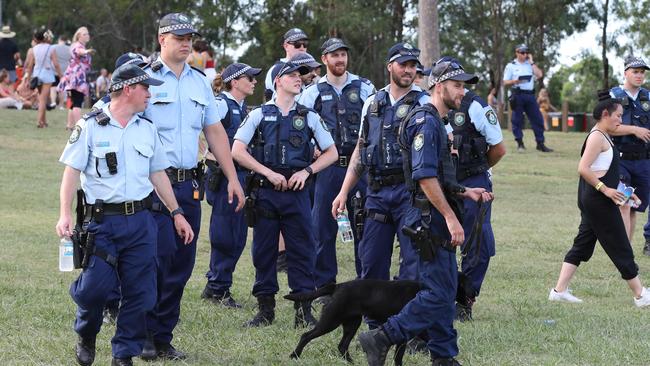 There was a heavy police presence at the FOMO music festival this year. Picture: David Swift.