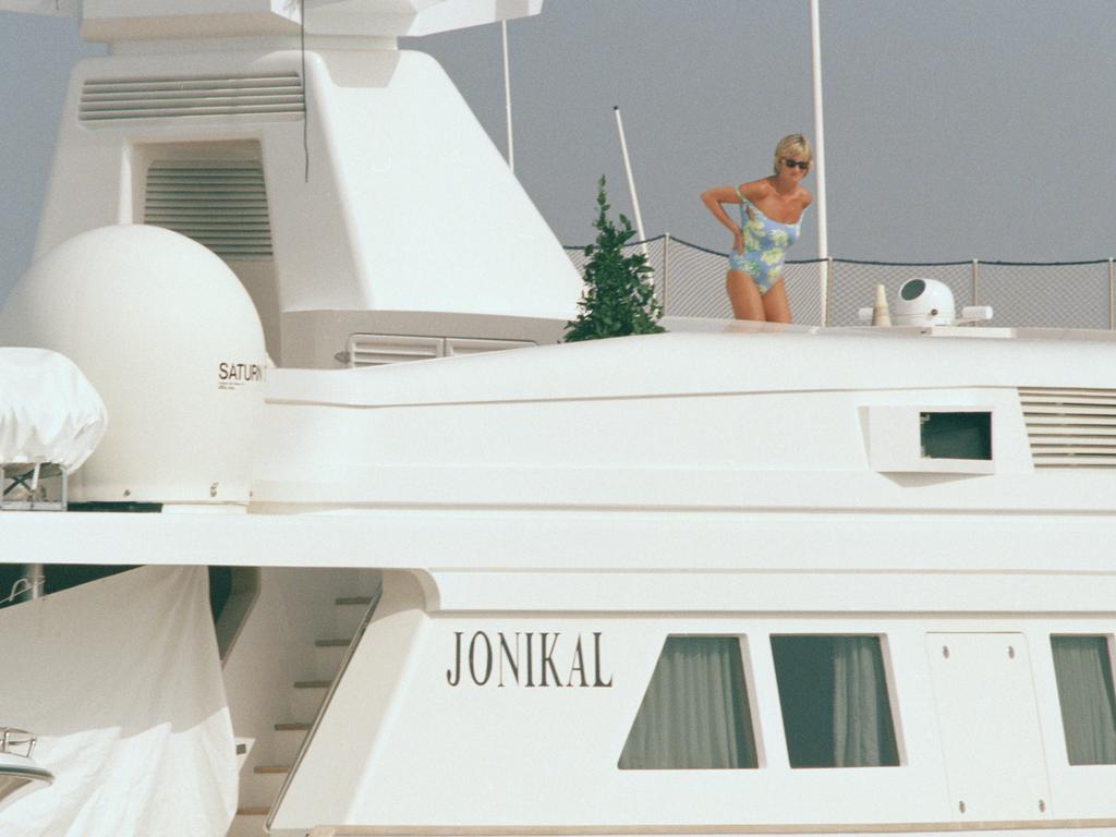 Al Fayed’s Jonikal, the location of one of the most famous shots of Princess Diana, sitting on the edge of its diving board in 1997. Picture: Pool RAT/REY/Gamma-Rapho via Getty Images