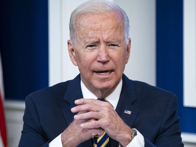 WASHINGTON, DC - SEPTEMBER 17: U.S. President Joe Biden speaks during a conference call on climate change with the Major Economies Forum on Energy and Climate in the South Court Auditorium in the Eisenhower Executive Office Building on September 17, 2021 in Washington, DC.   Al Drago/Getty Images/AFP == FOR NEWSPAPERS, INTERNET, TELCOS & TELEVISION USE ONLY ==