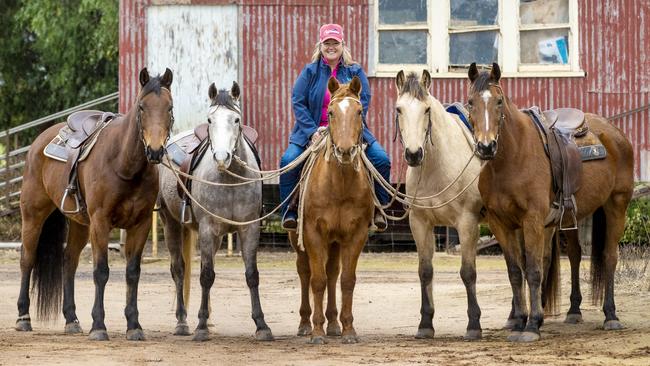 Shannon’s passion in life is raising funds for breast cancer support, while also empowering women on the horse. Picture: Zoe Phillips