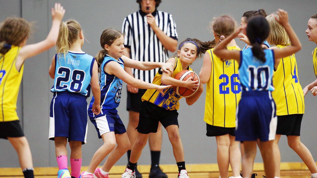 Geelong Wildcats v Lara Giants. Under 10s junior basketball at Geelong Arena courts on Saturday morning. Picture: Alan Barber