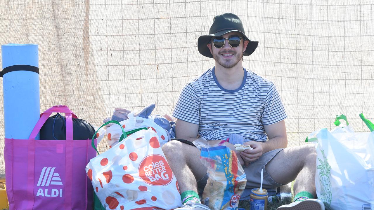 Liam Picarc, of Brisbane, chills at the camping site waiting for friends at Splendour in the Grass 2019 at Byron Bay.