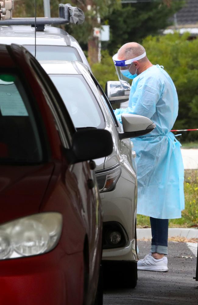 A COVID testing site at Sunshine West after a worker tested COVID positive at the nearby Holiday Inn. Picture: David Crosling