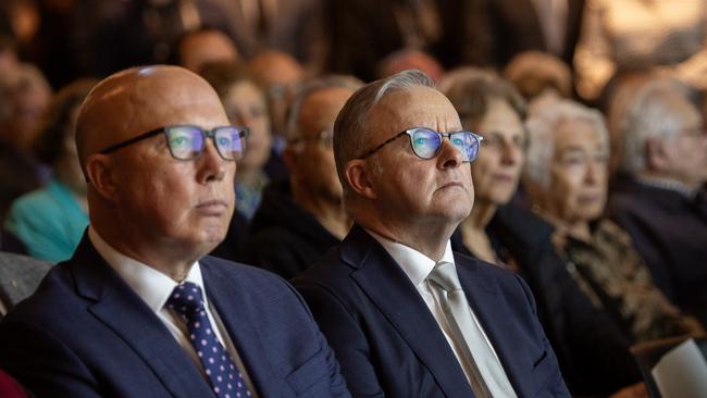 Leader of the Opposition Peter Dutton and Prime Minister Anthony Albanese attend the opening of the Melbourne Holocaust Museum. Picture: NCA Newswire / Nicki Connolly