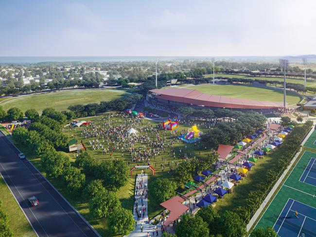 ARENA PROJECT: An aerial view of the Great Barrier Reef Arena. Picture: Cox Architecture