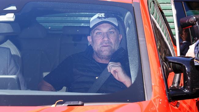 former Australian cricketer Michael Slater pictured Leaving Manly Police Station after his arrest on domestic violence charges in October 2021. Picture: Richard Dobson