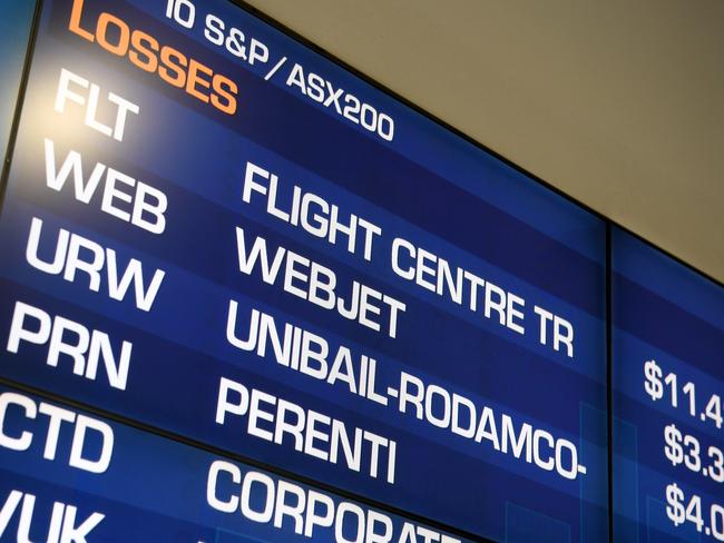 The ASX board is seen in Sydney, Thursday, June 25, 2020. Qantas announced it will cut at least 6,000 jobs across all parts of the business and continue to stand down 15000 employees as part of its plan to recover from the impact of the COVID pandemic. (AAP Image/Dan Himbrechts) NO ARCHIVING