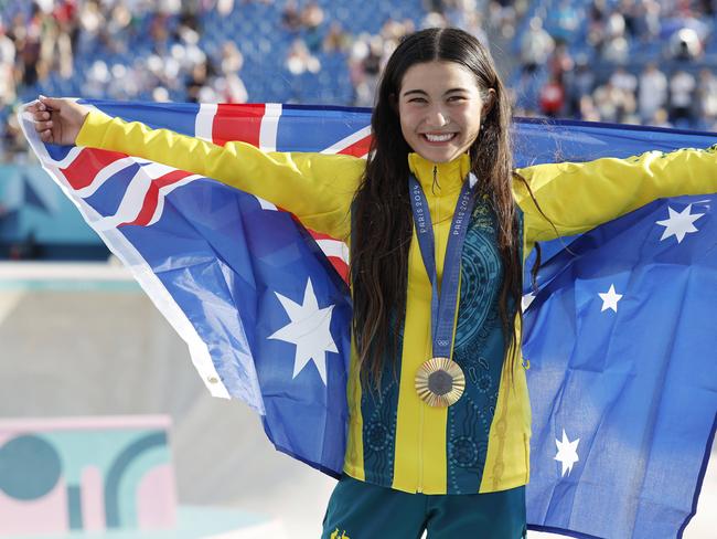 NCA. PARIS FRANCE. 2024 OLYMPIC GAMES. August 6 2024 -   Womens skatepark final. Australias Arisa Trew wins gold in the skatepark final  . Pic: Michael Klein