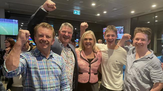 Liberal candidate Jenny Ware has claimed victory in the federal election for the seat of Hughes. She celebrated with party faithful and her family at the Prince Hotel in Kirrawee on election night. Picture: Ashleigh Tullis