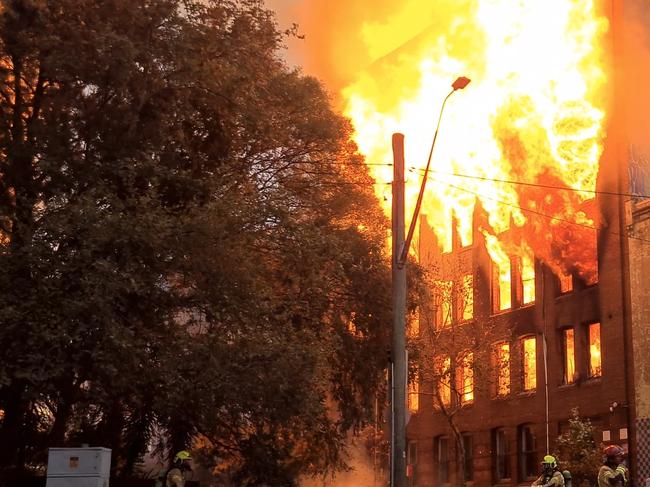 A huge fire has broken out near Central Station just ahead of peak hour. Picture: Nathan Schmidt/ NCA NewsWire