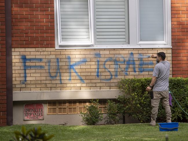 A building with Anti-Israel graffiti. Picture: NewsWire / Jeremy Piper