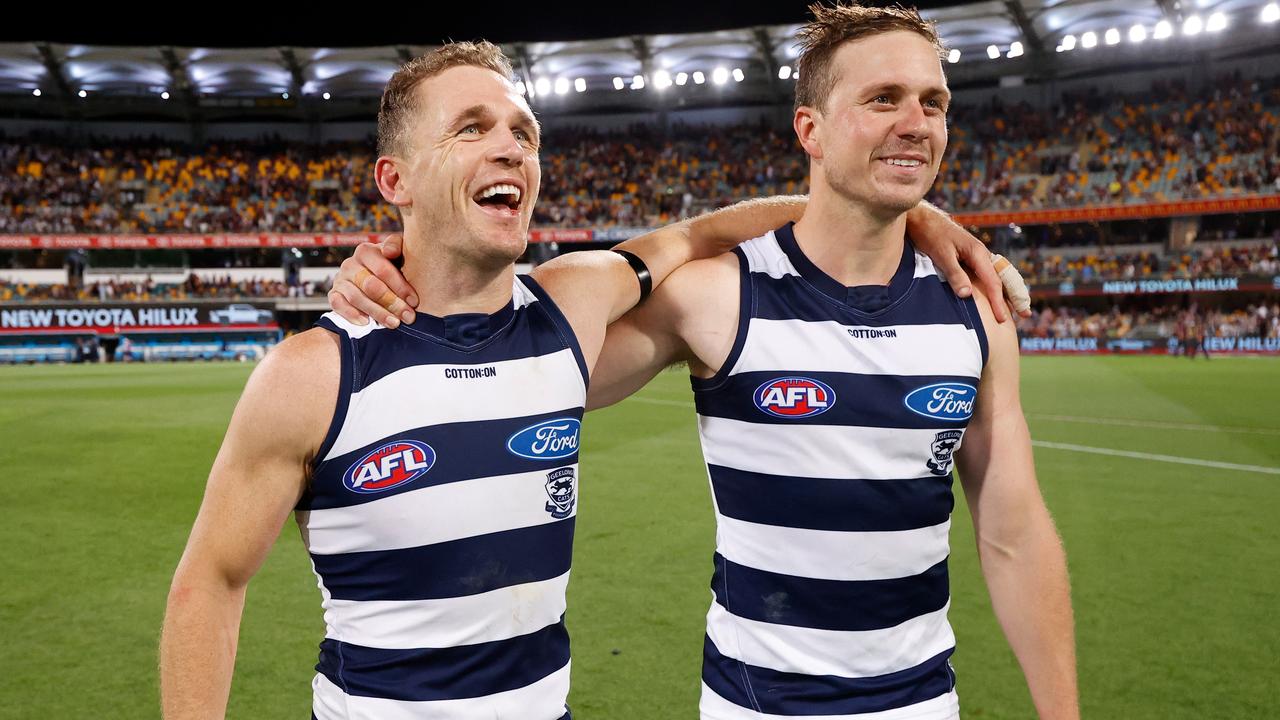 Geelong are into their first grand final in nine years (Photo by Michael Willson/AFL Photos via Getty Images).