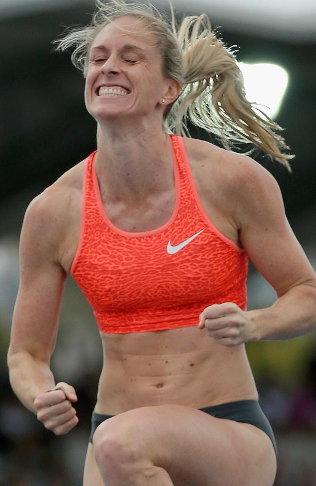 Alana Boyd celebrates after the pole vault during the IAAF World Challenge.