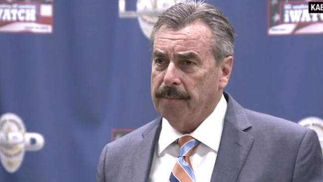 LAPD chief Charlie Beck delivering a press conference about the Venice Beach shooting. Picture: CNN