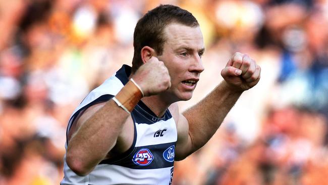 Johnson is a triple-premiership player with the Cats. Picture: Wayne Ludbey