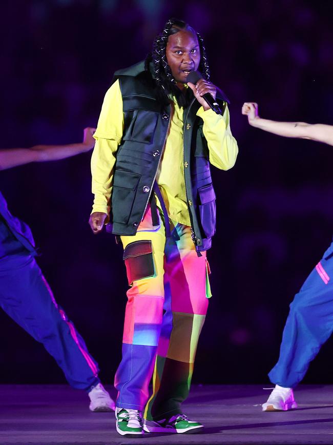 Baker Boy performs during the closing ceremony of the 2022 Birmingham Commonwealth Games in August. Picture: Michael Klein