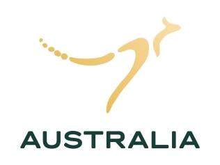 Australia's new brand logo features a gold-coloured kangaroo, which is formed by three boomerangs. Picture: Supplied