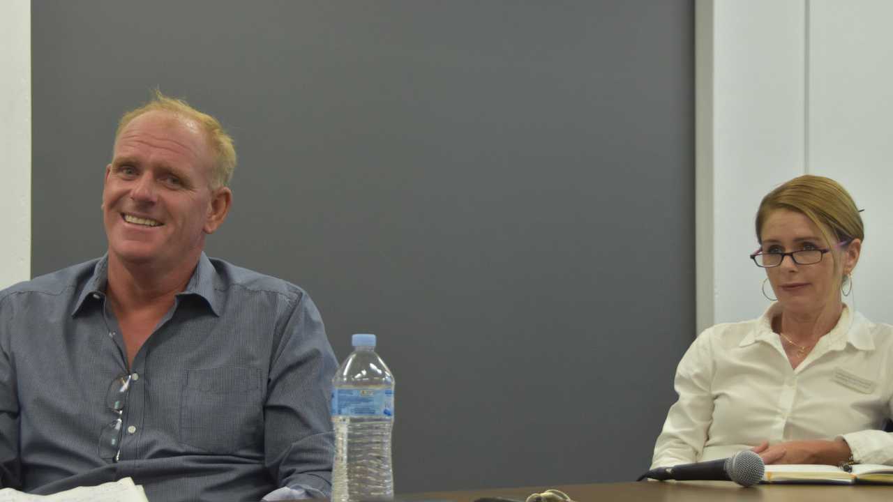 Division 8 candidates Jason O'Pray and Kathryn Hyman at Sunshine Coast Daily election forum. Picture: Stuart Cumming