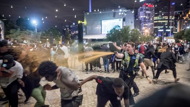 The teen was one of the Moomba rioters. Picture: Jake Nowakowski