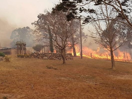 The bushfire at SES volunteer Michelle De Friskbrom’s Numbugga home on September 15. 