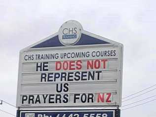 The CHS Training sign in Bent St, South Grafton echoed the sentiments widely felt across the Clarence Valley in relation to the Christchurch gunmen who grew up in Grafton.