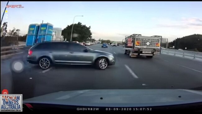 The driver loses control and the car turns into the path of oncoming traffic.