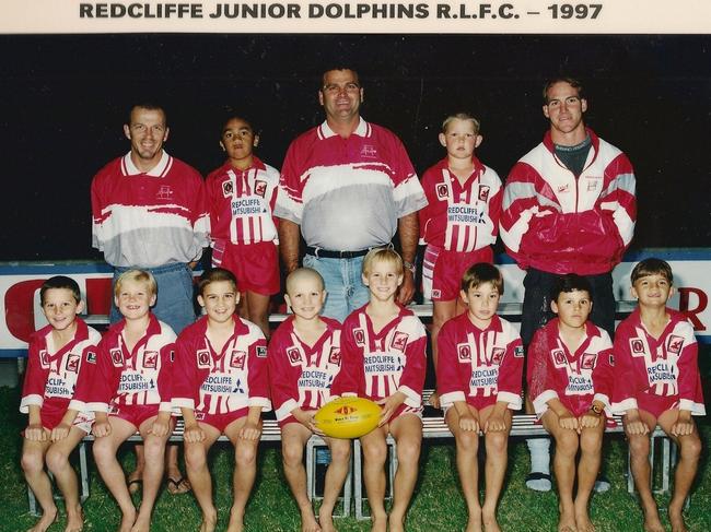 Daly Cherry-Evans (with ball) playing for Redcliffe Dolphins in 1997.