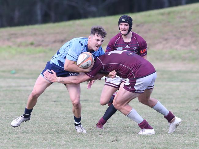 GCDRU 1st grade round 7 - Nerang Bulls vs. Helensvale Hogs. Xavier McEldowney.25 May 2024 Nerang Picture by Richard Gosling