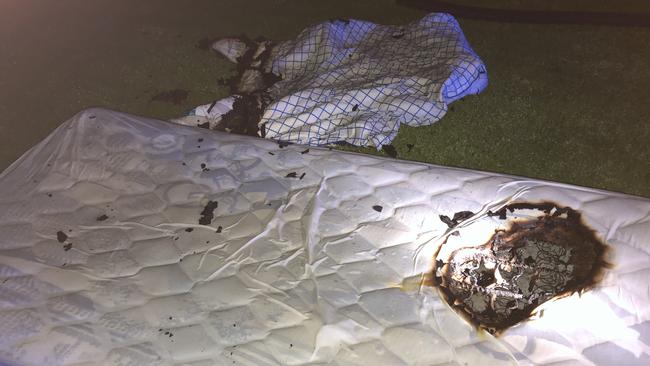 A young child had a lucky escape after waking up to find his mattress on fire between his legs in Aspendale. Picture: Supplied