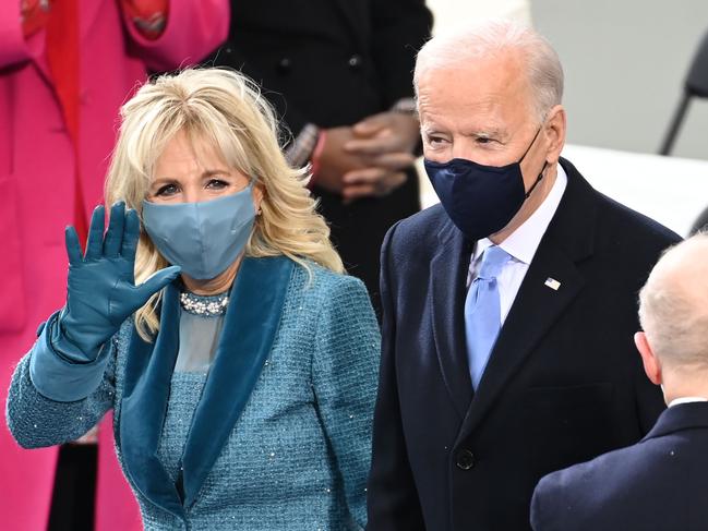 First Lady Jill Biden and President Joe Biden at the inauguration. Picture: AFP