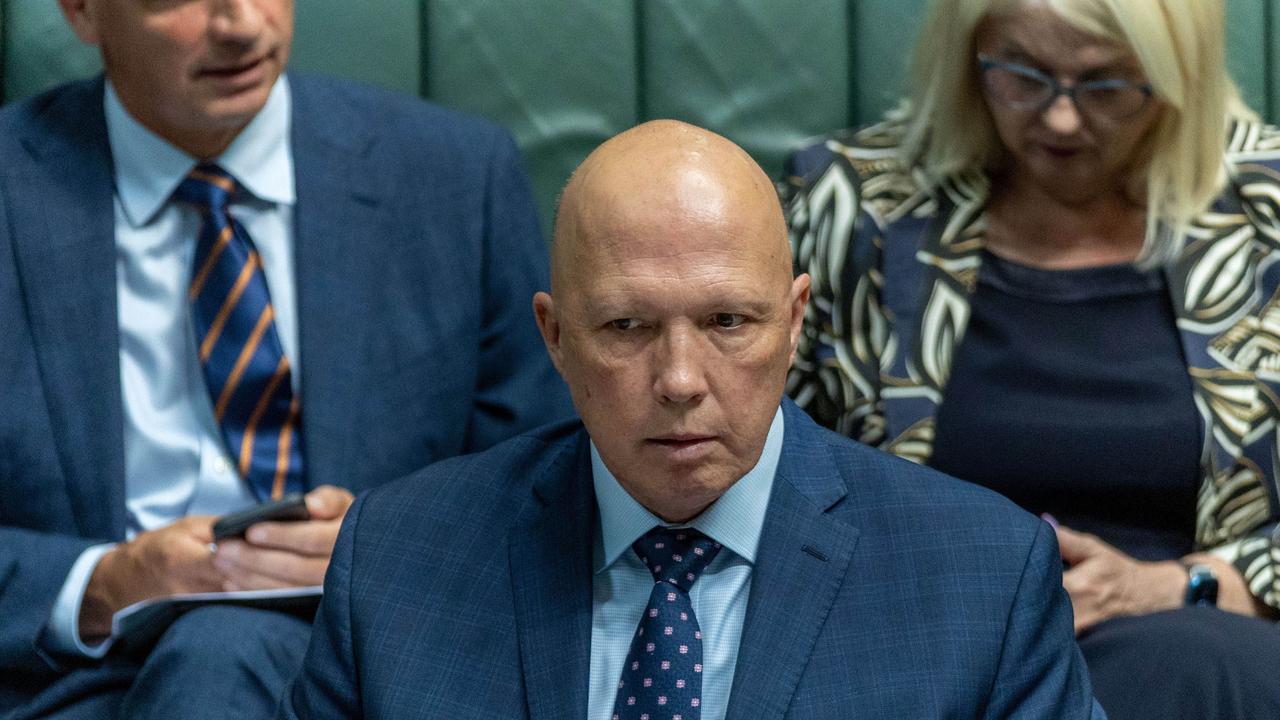 Opposition leader Peter Dutton has flagged budget cuts to help fund the AUKUS subs deal. Canberra.Picture: NCA NewsWire / Gary Ramage