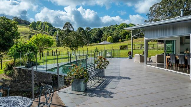 Rolling hills to rival Middle Earth, as seen from the cantilevered deck over the cliff.