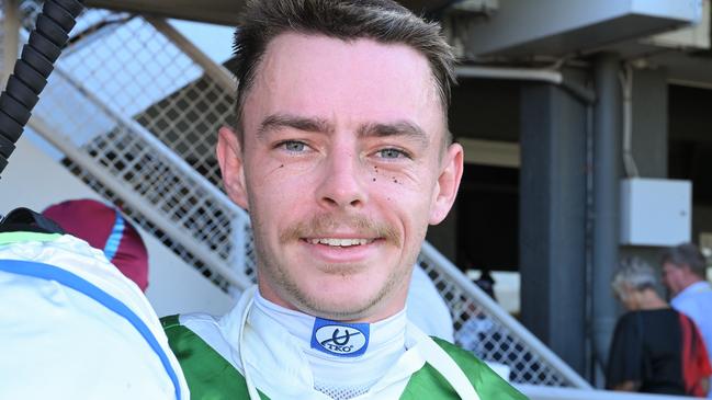 Melbourne Cup-winning jockey Robbie Dolan after winning the Recognition Stakes at Doomben on Wednesday. Picture: Grant Peters/Trackside Photography