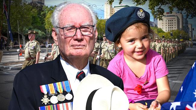 Images from Adelaide’s Anzac Day march in 2023. Artwork: Steve Grice