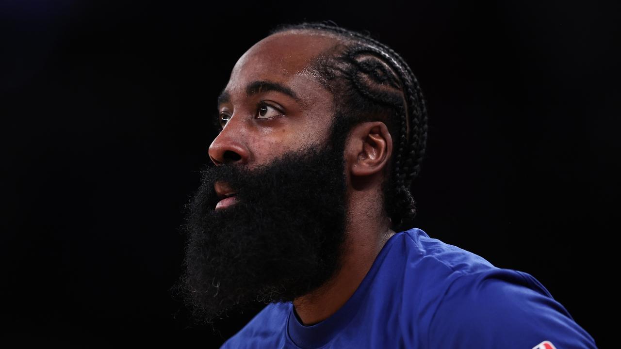 Harden wasn’t happy with being questioned. (Photo by Dustin Satloff/Getty Images)