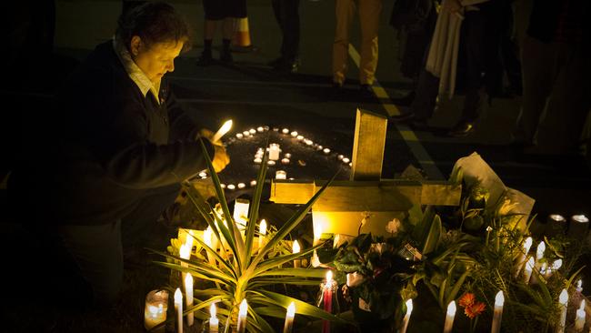 A vigil held at Maroubra for Mr Hoffman in 2017. Picture: Jenny Evans