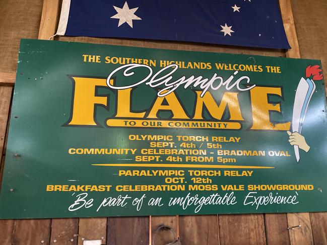 An original sign welcoming the Olympic Torch to the Southern Highlands can be seen at Grandpa’s Shed in Fitzroy Falls.