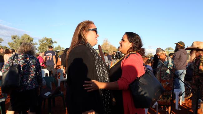 Megan Davis and Sally Scales at Mutitjulu. Picture: James Croucher