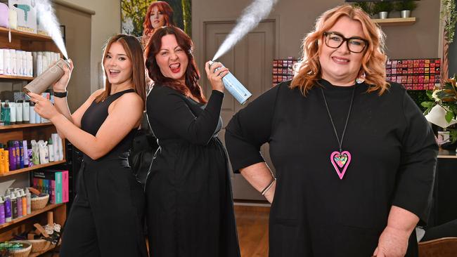 House of York hair stylists Emma Barro, Vera Agatic and Lisa McDermott. Thursday May 29, 2025. Picture, John Gass