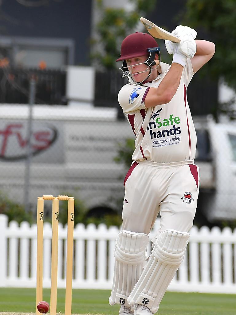 Toombul batsman Scott Palombo Sci-Fleet Motors club cricket competition between Toombul and Redlands Saturday October 1, 2022. Picture, John Gass