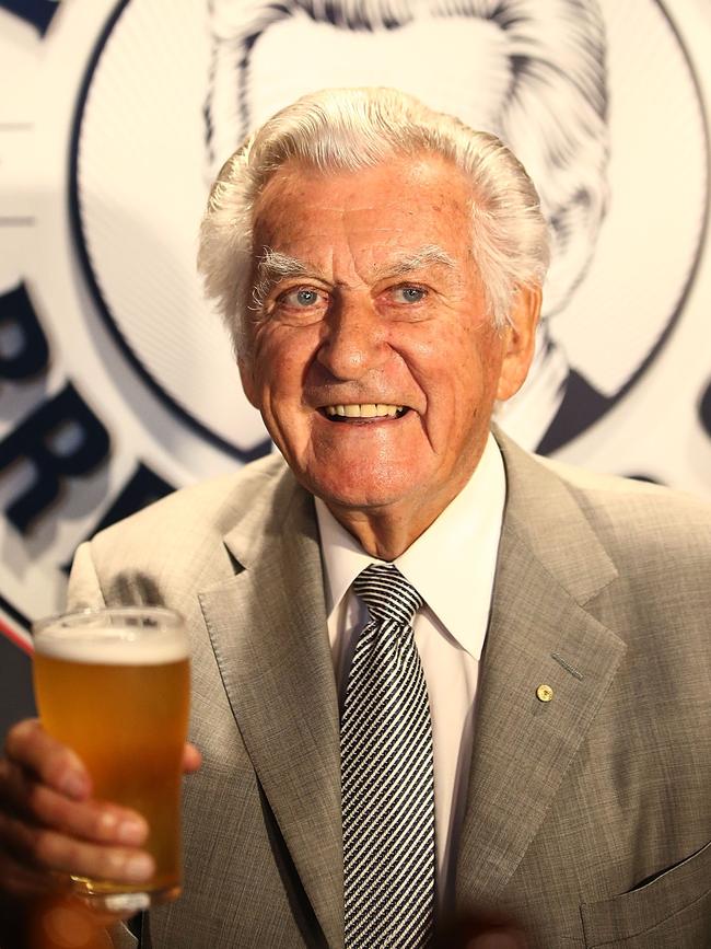 Bob Hawke at the launch of Hawke's Lager at The Clock Hotel in Sydney.