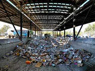 Ipswich Waste Services team leader Michael Joned empties his load at Riverview. Picture: Rob Williams