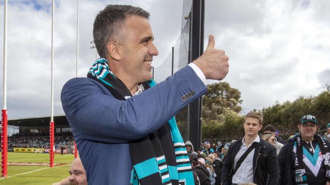 Premier Peter Malinauskas spearheaded the South Australian lobbying of the AFL. Picture: Emma Brasier