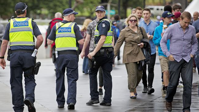 Police out in force at the 2015 Boxing Day Test at the MCG. Picture: Nathan Dyer